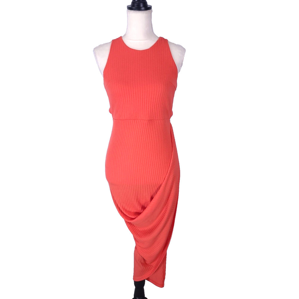 Angel Biba Coral Asymmetrical Sleeveless Open Back Dress 12 Sexy Club Bodycon